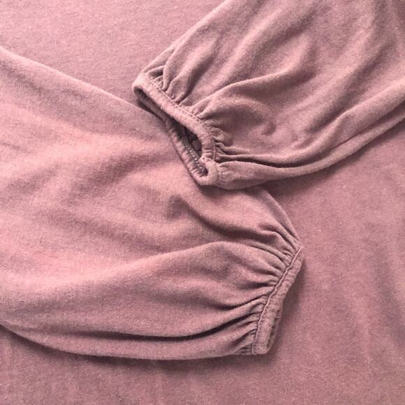 Michael Stars Long Sleeve V-Neck Tee Shirt with Balloon Sleeves Wine Size Small - Picture 5 of 6